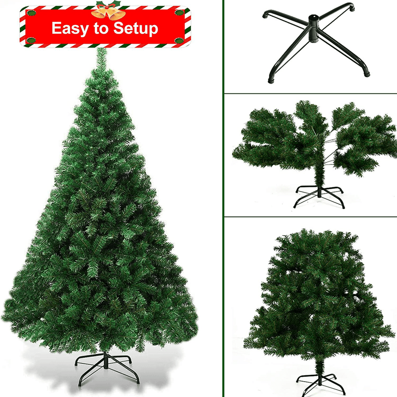 Vantiorango 6FT Artificial Christmas Tree with 1000 Tips, Green Xmas Tree with Metal Stand