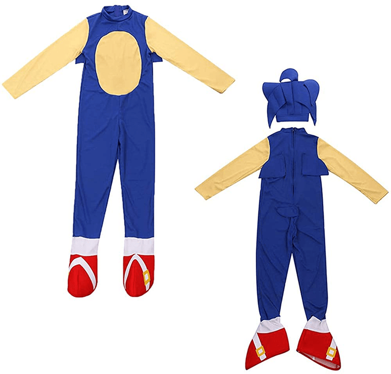 VARWANEO Halloween Deluxe Sonic The Hedgehog Costume Sonic Generations Cosplay Cartoon Bodysuit Jumpsuit for Kids Apparel & Accessories > Costumes & Accessories > Costumes VARWANEO   