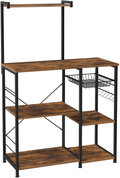 VASAGLE Baker’s Rack, Coffee Station, Microwave Oven Stand, Kitchen Shelf with Wire Basket, 6 S-Hooks, Utility Storage for Spices, Pots, and Pans, Rustic Brown and Black UKKS35X Home & Garden > Kitchen & Dining > Food Storage VASAGLE Rustic Brown + Black  