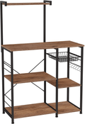 VASAGLE Baker’s Rack, Coffee Station, Microwave Oven Stand, Kitchen Shelf with Wire Basket, 6 S-Hooks, Utility Storage for Spices, Pots, and Pans, Rustic Brown and Black UKKS35X Home & Garden > Kitchen & Dining > Food Storage VASAGLE Hazelnut Brown + Black  