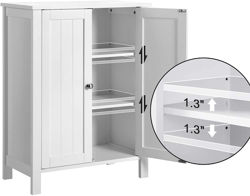 VASAGLE Bathroom Floor Storage Cabinet with Double Door Adjustable Shelf, 23.6 x 11.8 x 31.5 Inches White UBCB60W Home & Garden > Household Supplies > Storage & Organization VASAGLE   