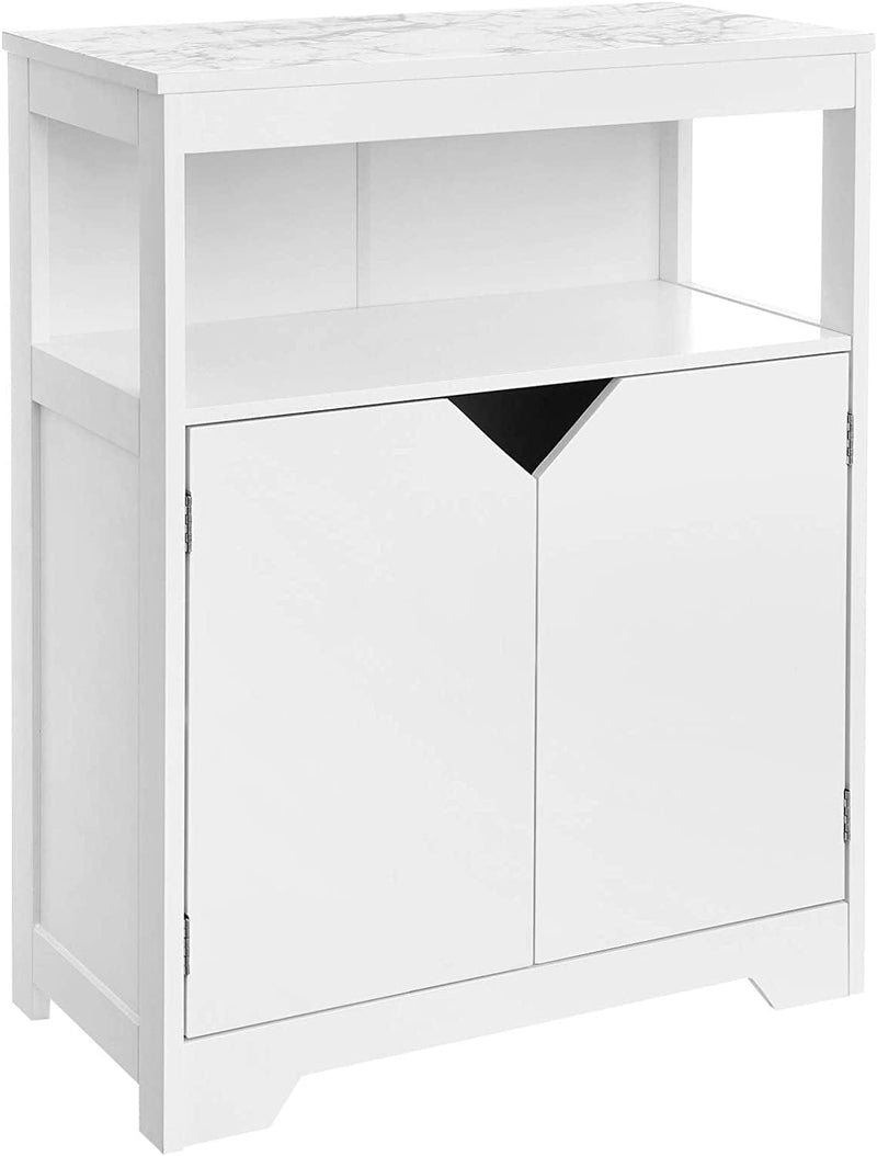 VASAGLE Bathroom Storage Cabinet, Floor Cabinet Cupboard, with Large Storage Capacity, Printed Marble-Like Pattern, Open Shelf, and Adjustable Closed Shelf, 23.6 X 11.8 X 31.5 Inches, White UBBC68WT Home & Garden > Household Supplies > Storage & Organization VASAGLE With Drawer 12.6'' 