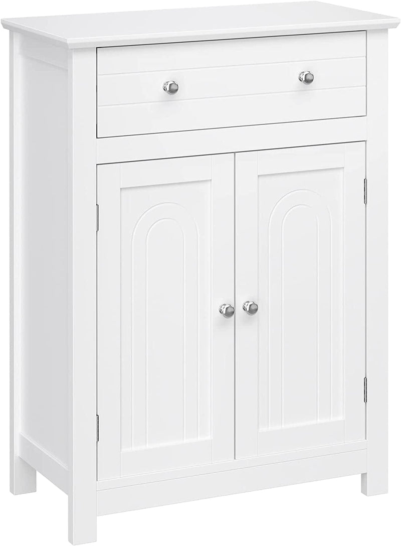 VASAGLE Bathroom Storage Cabinet, Floor Cabinet Cupboard, with Large Storage Capacity, Printed Marble-Like Pattern, Open Shelf, and Adjustable Closed Shelf, 23.6 X 11.8 X 31.5 Inches, White UBBC68WT Home & Garden > Household Supplies > Storage & Organization VASAGLE With Drawer 15.7'' 