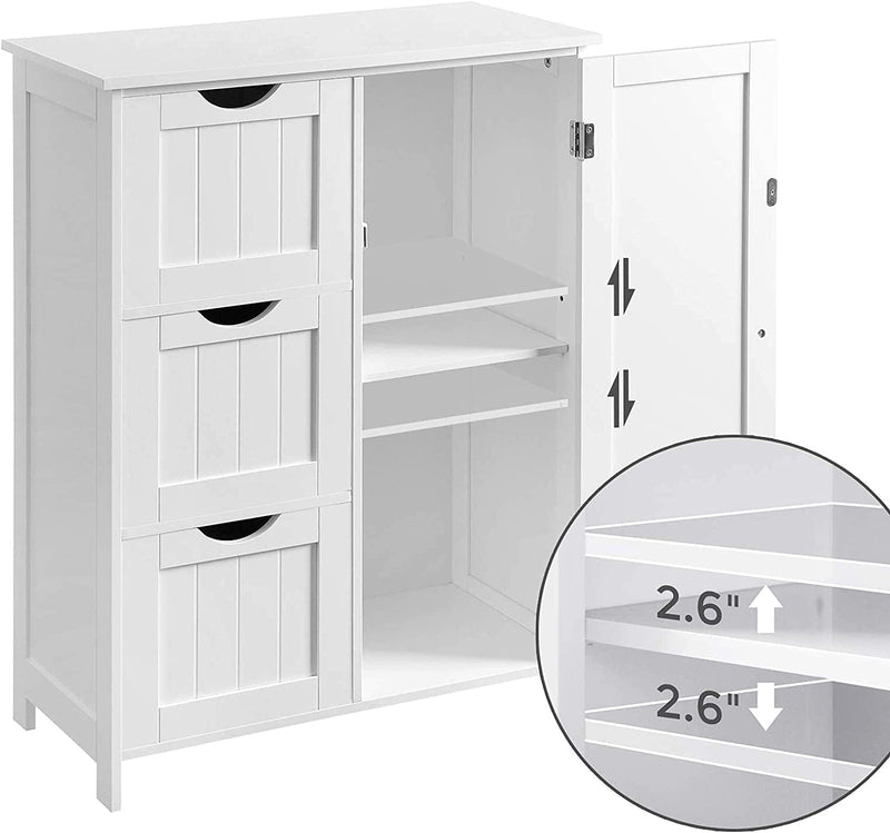 VASAGLE Bathroom Storage Cabinet, Floor Cabinet with 3 Large Drawers and 1 Adjustable Shelf, 23.6 X 11.8 X 31.9 Inches, White UBBC49WT Home & Garden > Household Supplies > Storage & Organization VASAGLE   
