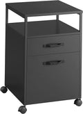 VASAGLE File Cabinet, Mobile Filing Cabinet with Wheels, 2 Drawers, Open Shelf, for A4, Letter Size, Hanging File Folders, Greige and Black UOFC071B02