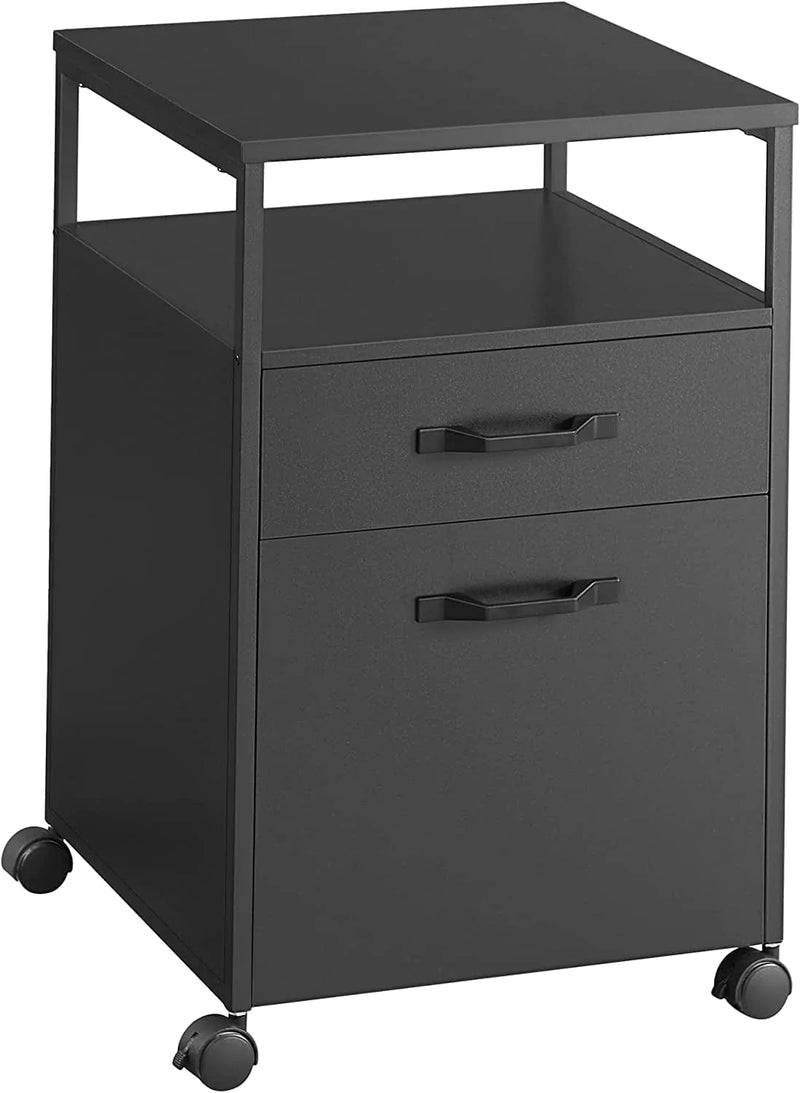 VASAGLE File Cabinet, Mobile Filing Cabinet with Wheels, 2 Drawers, Open Shelf, for A4, Letter Size, Hanging File Folders, Greige and Black UOFC071B02 Home & Garden > Household Supplies > Storage & Organization VASAGLE Black 17.3”D x 16.5”W x 26.2”H 