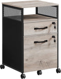 VASAGLE File Cabinet with Lock, Filing Cabinet with 2 Storage Drawers, for Hanging File Folders, Open Shelf, Home Office, Steel Frame, Industrial, Greige and Black UOFC077B02 Home & Garden > Household Supplies > Storage & Organization VASAGLE Greige + Black  