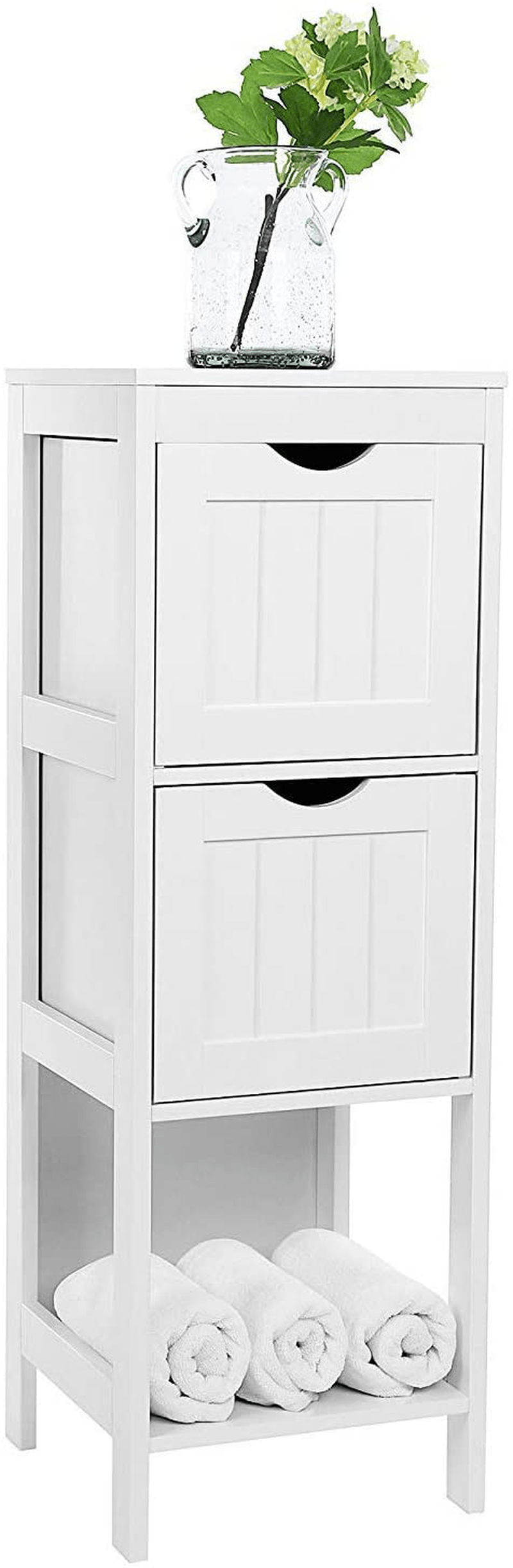 VASAGLE Floor Cabinet Multifunctional Bathroom Storage Organizer Rack Stand, 2 Drawers, White Home & Garden > Household Supplies > Storage & Organization VASAGLE   