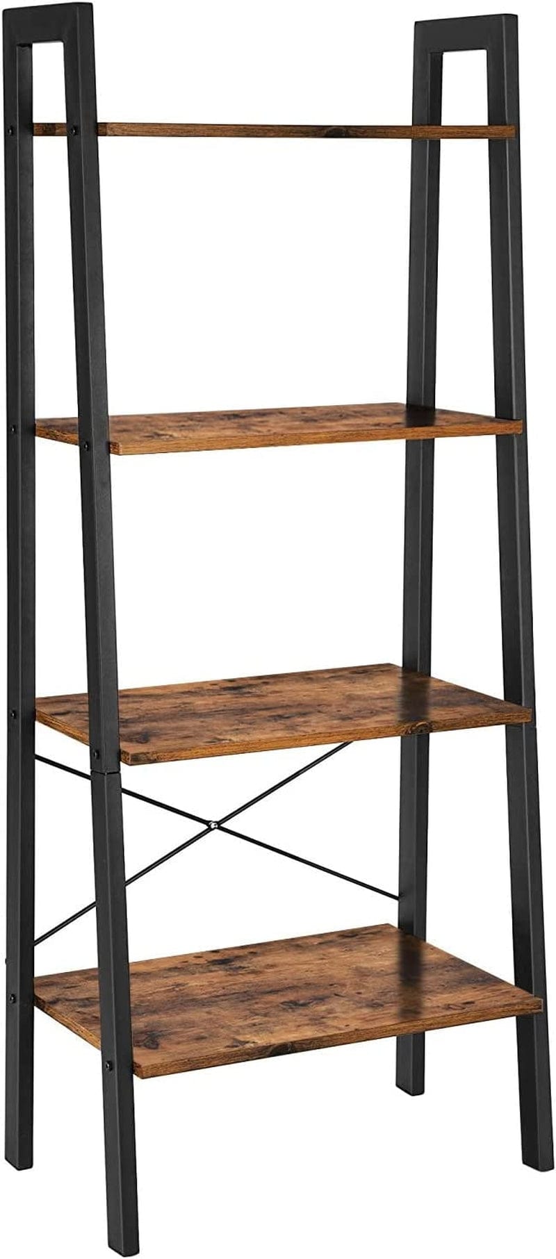 VASAGLE Ladder Shelf, 4-Tier Bookshelf, Storage Rack, Bookcase with Steel Frame, for Living Room, Home Office, Kitchen, Bedroom, Industrial Style, Rustic Brown and Black ULLS44X Home & Garden > Household Supplies > Storage & Organization VASAGLE Rustic Brown + Black  