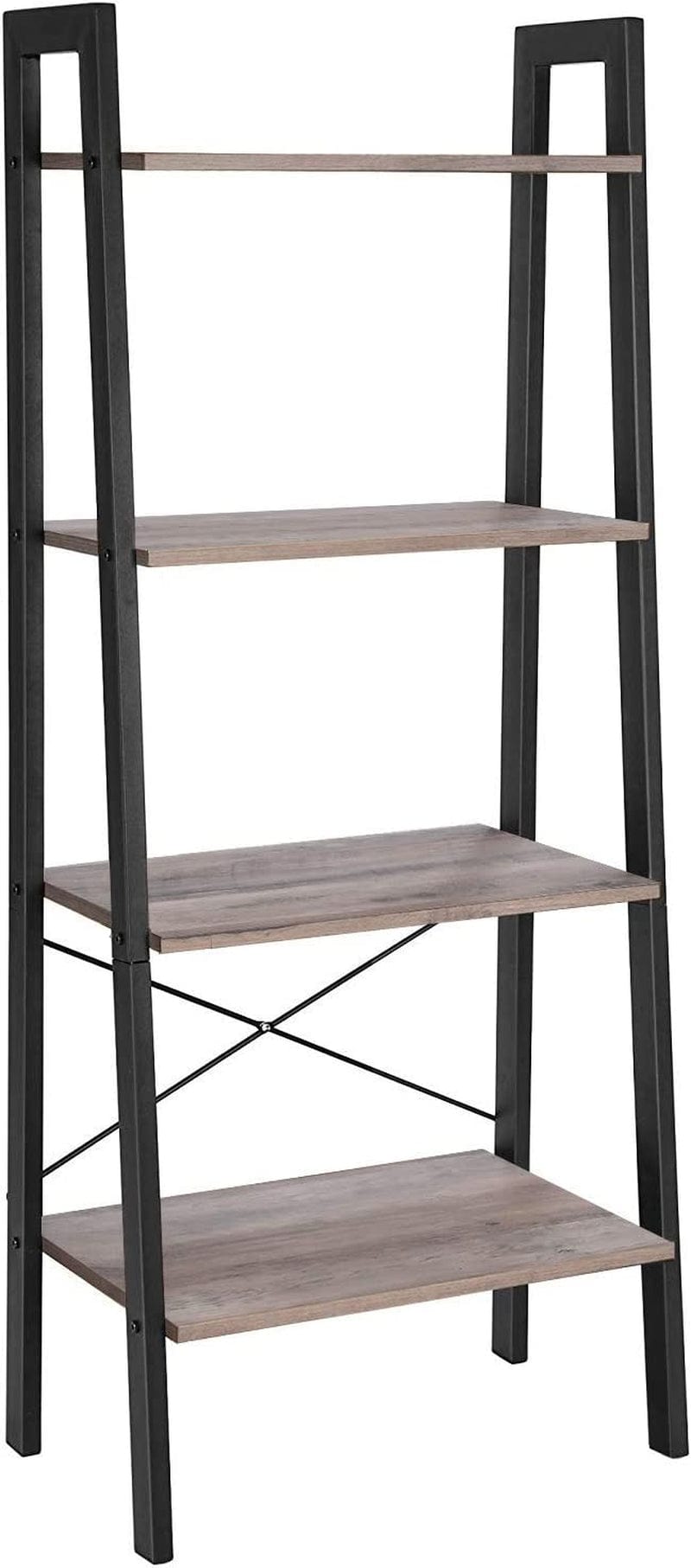 VASAGLE Ladder Shelf, 4-Tier Bookshelf, Storage Rack, Bookcase with Steel Frame, for Living Room, Home Office, Kitchen, Bedroom, Industrial Style, Rustic Brown and Black ULLS44X