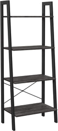 VASAGLE Ladder Shelf, 4-Tier Bookshelf, Storage Rack, Bookcase with Steel Frame, for Living Room, Home Office, Kitchen, Bedroom, Industrial Style, Rustic Brown and Black ULLS44X Home & Garden > Household Supplies > Storage & Organization VASAGLE Charcoal Gray + Black  