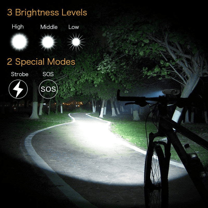 VASTFIRE Mountain Bike Lights Night Riding 1000 Lumens MTB Light Waterproof Aluminum Housing, 360° Angled Turned Handlebar Mount USB-C Rechargeable Front Back Bicycle Lamp Set for Road Commuting