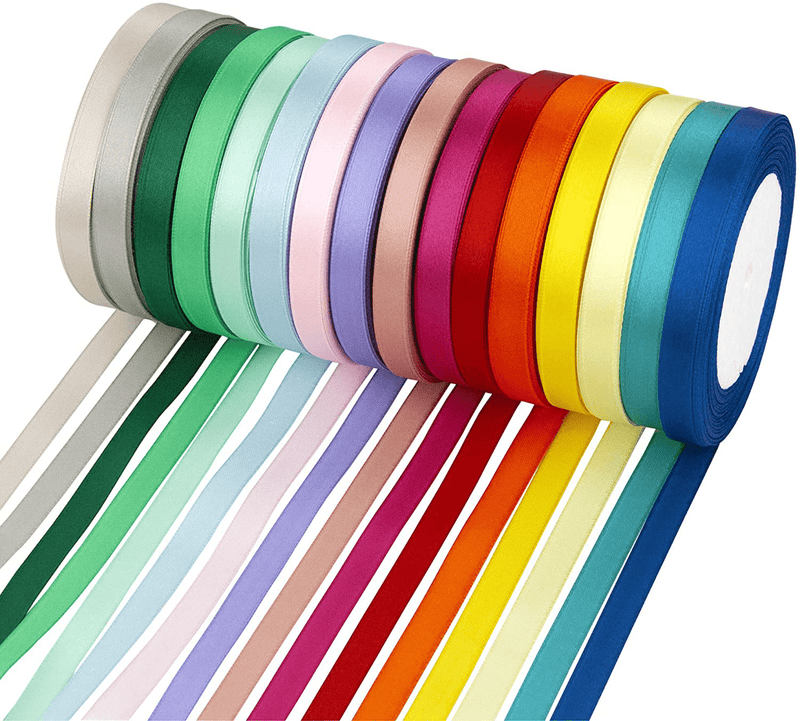 VATIN Assorted Color Satin Wrapping Ribbon 16 Colors 3/8 inches,25 Yard/Rolls, Ribbon for Gift Wrapping, Perfect for Embroidery/braiding/Girls Hair Ribbons/Leis and Wands -400 Yds Arts & Entertainment > Hobbies & Creative Arts > Arts & Crafts > Art & Crafting Materials > Embellishments & Trims > Ribbons & Trim VATIN Default Title  