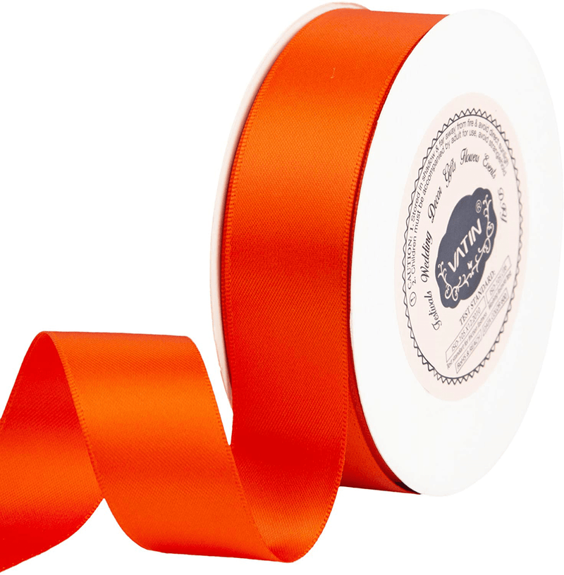 VATIN Solid Color Double Sided Polyester Satin Ribbon 10 Colors 3/8" X 5 Yard Each Total 50 Yds Per Package Ribbon Set, Perfect for Gift Wrapping, Hair Bow, Trimming, Sewing and Other Craft Projects Arts & Entertainment > Hobbies & Creative Arts > Arts & Crafts > Art & Crafting Materials > Embellishments & Trims > Ribbons & Trim VATIN Autumn Orange 1" X 25 Yards 