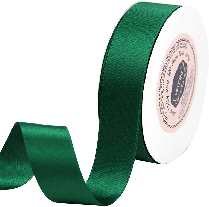 VATIN Solid Color Double Sided Polyester Satin Ribbon 10 Colors 3/8" X 5 Yard Each Total 50 Yds Per Package Ribbon Set, Perfect for Gift Wrapping, Hair Bow, Trimming, Sewing and Other Craft Projects Arts & Entertainment > Hobbies & Creative Arts > Arts & Crafts > Art & Crafting Materials > Embellishments & Trims > Ribbons & Trim VATIN Forest Green 1" X 25 Yards 