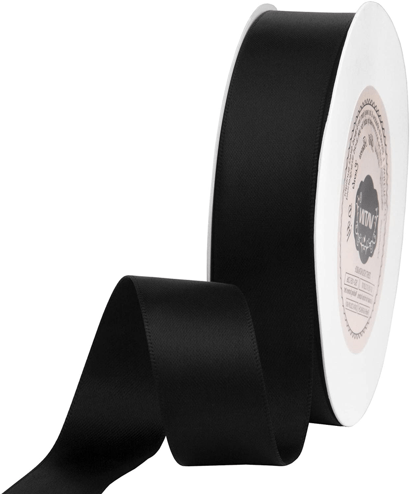 VATIN Solid Color Double Sided Polyester Satin Ribbon 10 Colors 3/8" X 5 Yard Each Total 50 Yds Per Package Ribbon Set, Perfect for Gift Wrapping, Hair Bow, Trimming, Sewing and Other Craft Projects Arts & Entertainment > Hobbies & Creative Arts > Arts & Crafts > Art & Crafting Materials > Embellishments & Trims > Ribbons & Trim VATIN Black 7/8" X 25 Yards 