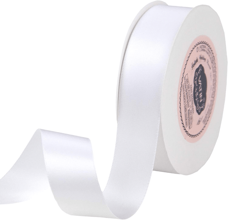 VATIN Solid Color Double Sided Polyester Satin Ribbon 10 Colors 3/8" X 5 Yard Each Total 50 Yds Per Package Ribbon Set, Perfect for Gift Wrapping, Hair Bow, Trimming, Sewing and Other Craft Projects Arts & Entertainment > Hobbies & Creative Arts > Arts & Crafts > Art & Crafting Materials > Embellishments & Trims > Ribbons & Trim VATIN White 1" X 25 Yards 