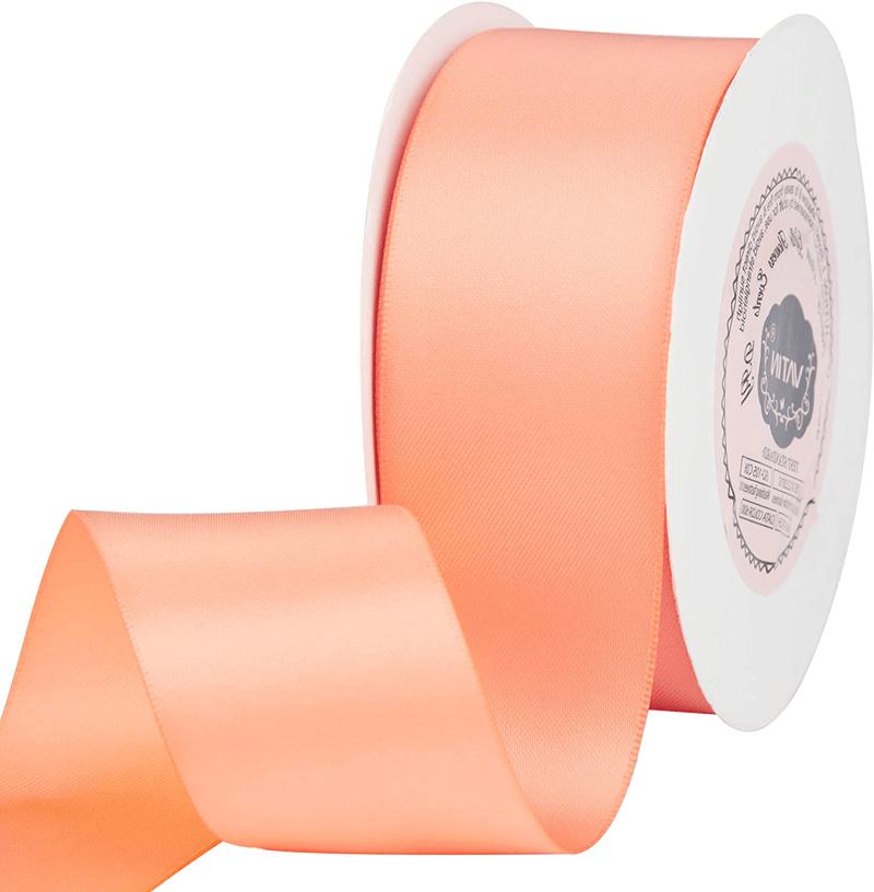 VATIN Solid Color Double Sided Polyester Satin Ribbon 10 Colors 3/8" X 5 Yard Each Total 50 Yds Per Package Ribbon Set, Perfect for Gift Wrapping, Hair Bow, Trimming, Sewing and Other Craft Projects Arts & Entertainment > Hobbies & Creative Arts > Arts & Crafts > Art & Crafting Materials > Embellishments & Trims > Ribbons & Trim VATIN Peach 1-1/2" X 25 Yards 