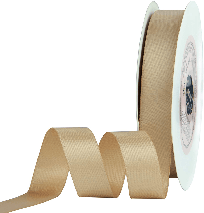 VATIN Solid Color Double Sided Polyester Satin Ribbon 10 Colors 3/8" X 5 Yard Each Total 50 Yds Per Package Ribbon Set, Perfect for Gift Wrapping, Hair Bow, Trimming, Sewing and Other Craft Projects Arts & Entertainment > Hobbies & Creative Arts > Arts & Crafts > Art & Crafting Materials > Embellishments & Trims > Ribbons & Trim VATIN Tan 5/8" X 25 Yards 