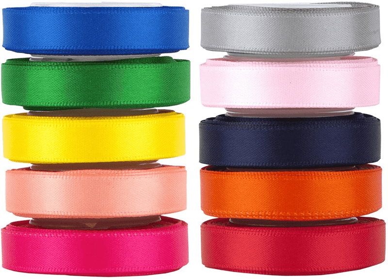 VATIN Solid Color Double Sided Polyester Satin Ribbon 10 Colors 3/8" X 5 Yard Each Total 50 Yds Per Package Ribbon Set, Perfect for Gift Wrapping, Hair Bow, Trimming, Sewing and Other Craft Projects Arts & Entertainment > Hobbies & Creative Arts > Arts & Crafts > Art & Crafting Materials > Embellishments & Trims > Ribbons & Trim VATIN   