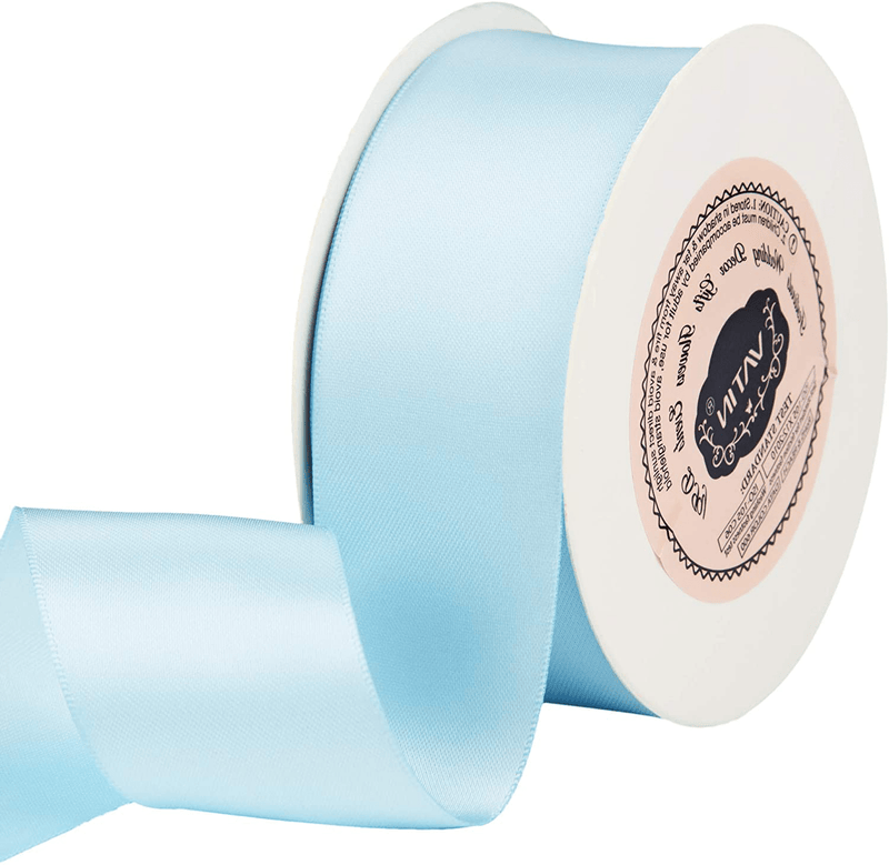 VATIN Solid Color Double Sided Polyester Satin Ribbon 10 Colors 3/8" X 5 Yard Each Total 50 Yds Per Package Ribbon Set, Perfect for Gift Wrapping, Hair Bow, Trimming, Sewing and Other Craft Projects Arts & Entertainment > Hobbies & Creative Arts > Arts & Crafts > Art & Crafting Materials > Embellishments & Trims > Ribbons & Trim VATIN Light Blue/Baby Blue 1-1/2" X 25 Yards 