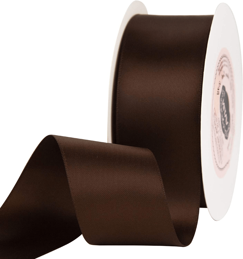 VATIN Solid Color Double Sided Polyester Satin Ribbon 10 Colors 3/8" X 5 Yard Each Total 50 Yds Per Package Ribbon Set, Perfect for Gift Wrapping, Hair Bow, Trimming, Sewing and Other Craft Projects Arts & Entertainment > Hobbies & Creative Arts > Arts & Crafts > Art & Crafting Materials > Embellishments & Trims > Ribbons & Trim VATIN Brown 1-1/2" X 25 Yards 