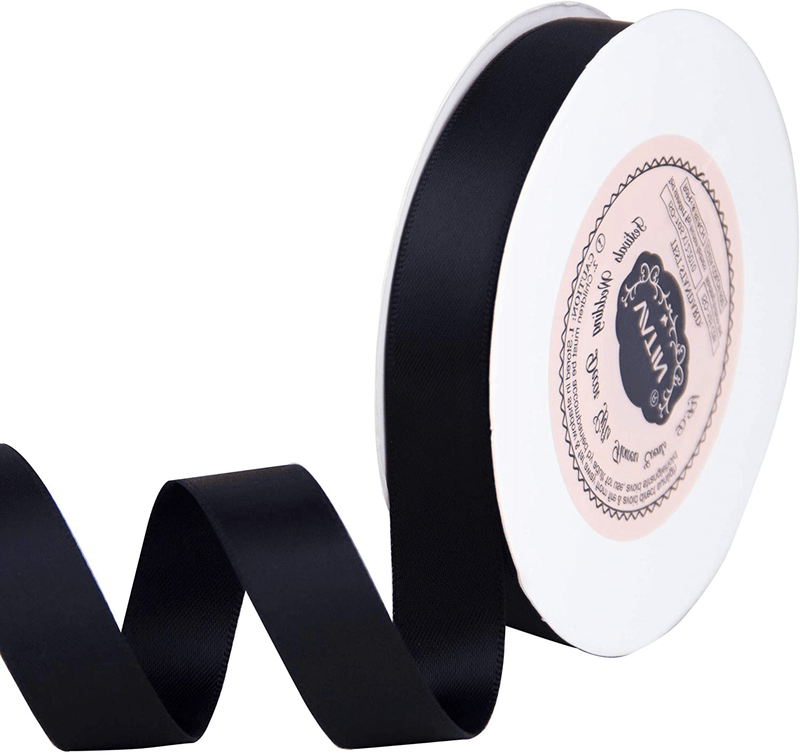 VATIN Solid Color Double Sided Polyester Satin Ribbon 10 Colors 3/8" X 5 Yard Each Total 50 Yds Per Package Ribbon Set, Perfect for Gift Wrapping, Hair Bow, Trimming, Sewing and Other Craft Projects Arts & Entertainment > Hobbies & Creative Arts > Arts & Crafts > Art & Crafting Materials > Embellishments & Trims > Ribbons & Trim VATIN Black 5/8" X 25 Yards 