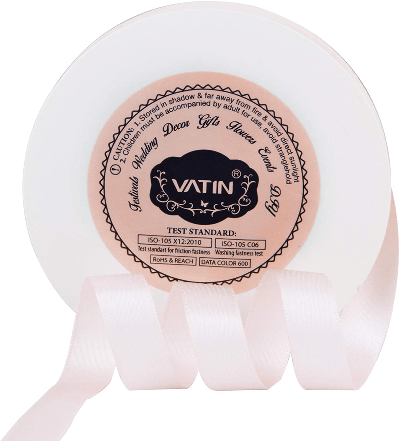 VATIN Solid Color Double Sided Polyester Satin Ribbon 10 Colors 3/8" X 5 Yard Each Total 50 Yds Per Package Ribbon Set, Perfect for Gift Wrapping, Hair Bow, Trimming, Sewing and Other Craft Projects Arts & Entertainment > Hobbies & Creative Arts > Arts & Crafts > Art & Crafting Materials > Embellishments & Trims > Ribbons & Trim VATIN Blush Pink 1/2" X 50 Yards 