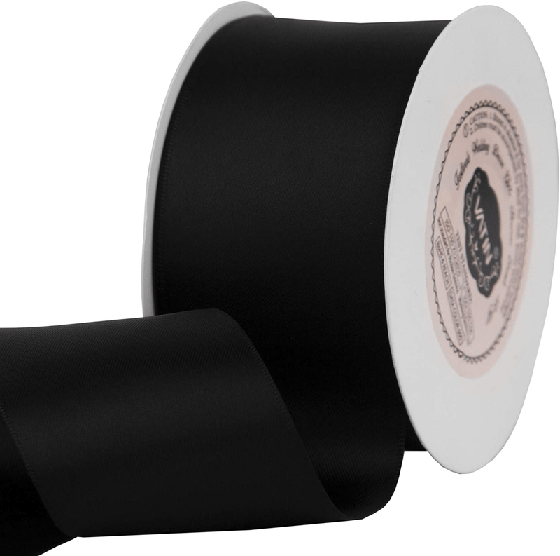 VATIN Solid Color Double Sided Polyester Satin Ribbon 10 Colors 3/8" X 5 Yard Each Total 50 Yds Per Package Ribbon Set, Perfect for Gift Wrapping, Hair Bow, Trimming, Sewing and Other Craft Projects Arts & Entertainment > Hobbies & Creative Arts > Arts & Crafts > Art & Crafting Materials > Embellishments & Trims > Ribbons & Trim VATIN Black 2" X 25 Yards 