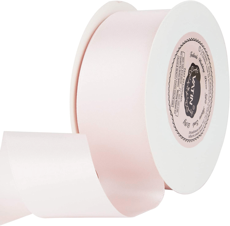 VATIN Solid Color Double Sided Polyester Satin Ribbon 10 Colors 3/8" X 5 Yard Each Total 50 Yds Per Package Ribbon Set, Perfect for Gift Wrapping, Hair Bow, Trimming, Sewing and Other Craft Projects Arts & Entertainment > Hobbies & Creative Arts > Arts & Crafts > Art & Crafting Materials > Embellishments & Trims > Ribbons & Trim VATIN Blush Pink 1-1/2" X 25 Yards 