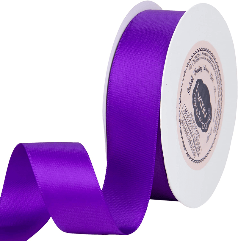 VATIN Solid Color Double Sided Polyester Satin Ribbon 10 Colors 3/8" X 5 Yard Each Total 50 Yds Per Package Ribbon Set, Perfect for Gift Wrapping, Hair Bow, Trimming, Sewing and Other Craft Projects Arts & Entertainment > Hobbies & Creative Arts > Arts & Crafts > Art & Crafting Materials > Embellishments & Trims > Ribbons & Trim VATIN Purple 1" X 25 Yards 