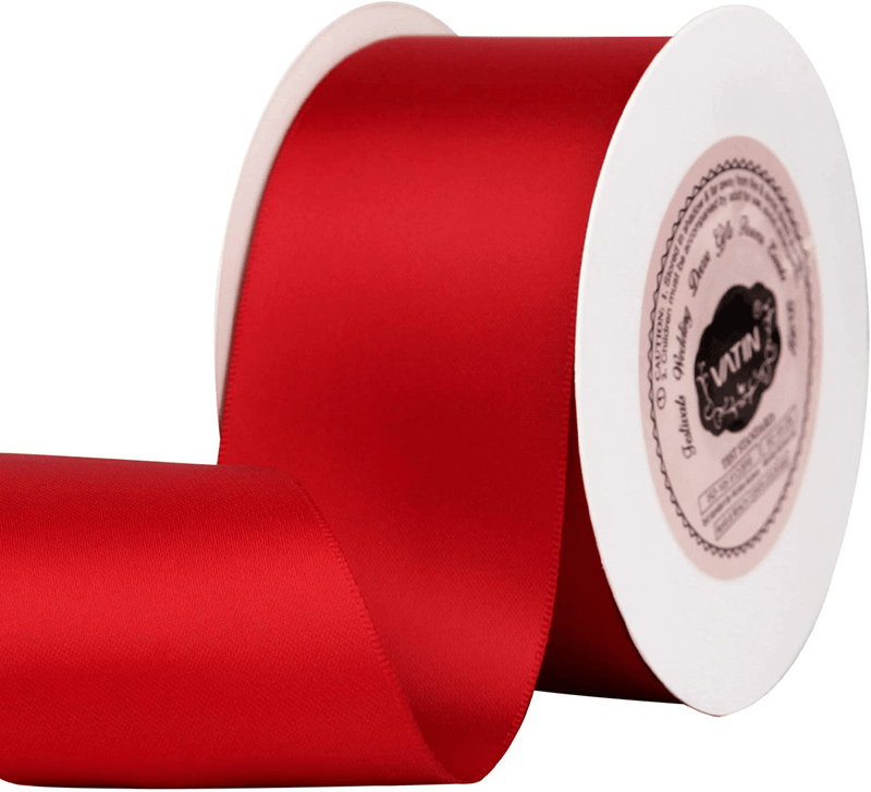 VATIN Solid Color Double Sided Polyester Satin Ribbon 10 Colors 3/8" X 5 Yard Each Total 50 Yds Per Package Ribbon Set, Perfect for Gift Wrapping, Hair Bow, Trimming, Sewing and Other Craft Projects Arts & Entertainment > Hobbies & Creative Arts > Arts & Crafts > Art & Crafting Materials > Embellishments & Trims > Ribbons & Trim VATIN Hot Red 2" X 25 Yards 