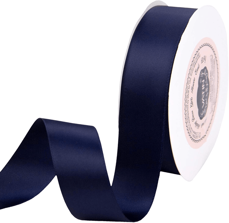 VATIN Solid Color Double Sided Polyester Satin Ribbon 10 Colors 3/8" X 5 Yard Each Total 50 Yds Per Package Ribbon Set, Perfect for Gift Wrapping, Hair Bow, Trimming, Sewing and Other Craft Projects Arts & Entertainment > Hobbies & Creative Arts > Arts & Crafts > Art & Crafting Materials > Embellishments & Trims > Ribbons & Trim VATIN Navy Blue 1" X 25 Yards 