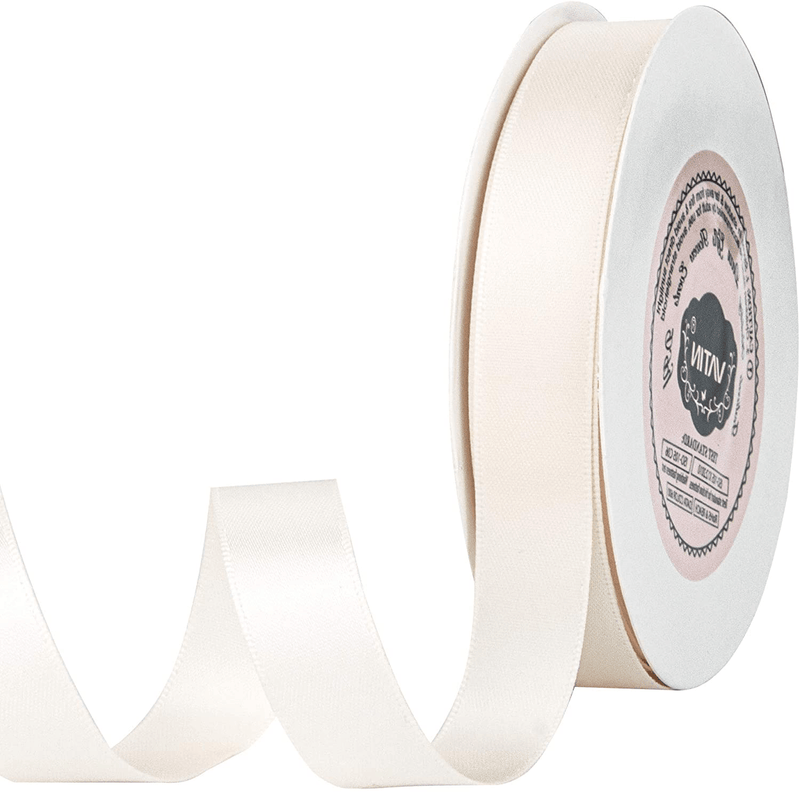 VATIN Solid Color Double Sided Polyester Satin Ribbon 10 Colors 3/8" X 5 Yard Each Total 50 Yds Per Package Ribbon Set, Perfect for Gift Wrapping, Hair Bow, Trimming, Sewing and Other Craft Projects Arts & Entertainment > Hobbies & Creative Arts > Arts & Crafts > Art & Crafting Materials > Embellishments & Trims > Ribbons & Trim VATIN Ivory 5/8" X 25 Yards 