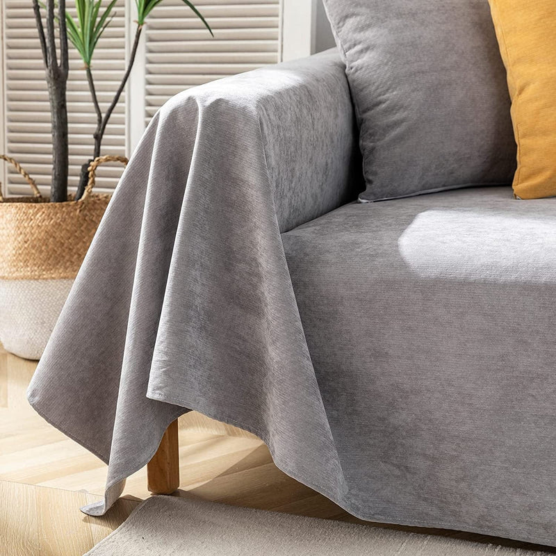Vclife Polyester Sofa Cover for Dogs Waterproof and Washable Grey Couch Cover for Pets, Sectional Sofa Slipcover Furniture Protector Sofa Cover (Grey, 71 ''X134'') Home & Garden > Decor > Chair & Sofa Cushions VClife   