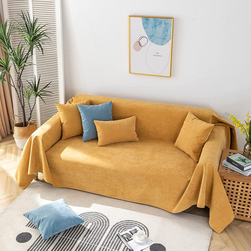 Vclife Polyester Sofa Cover for Dogs Waterproof and Washable Yellow Couch Cover for Pets, Sectional Sofa Slipcover Furniture Protector Sofa Cover (Yellow, 71 ''X134'')