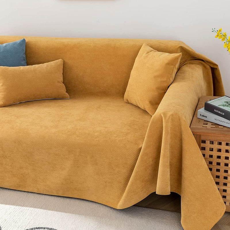 Vclife Polyester Sofa Cover for Dogs Waterproof and Washable Yellow Couch Cover for Pets, Sectional Sofa Slipcover Furniture Protector Sofa Cover (Yellow, 71 ''X134'')
