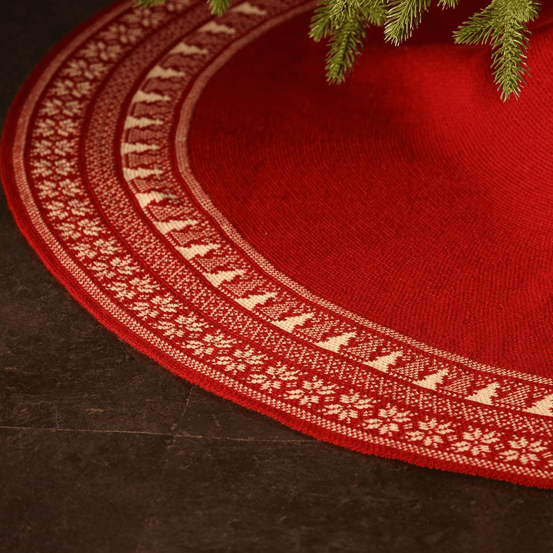 vctops 48 inch Knitted Christmas Tree Skirt, Vintage Snowflake Tree Skirt for Christmas Decorations Holiday Luxury Thick Tree Xmas Ornaments (Red,Diameter 48") Home & Garden > Decor > Seasonal & Holiday Decorations > Christmas Tree Skirts vctops   