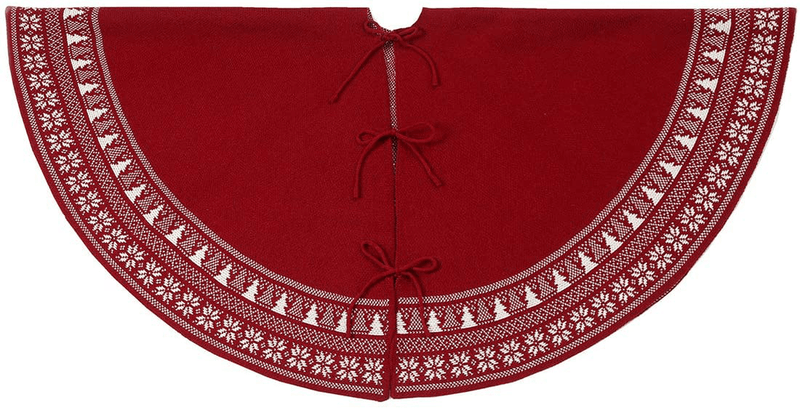 vctops 48 inch Knitted Christmas Tree Skirt, Vintage Snowflake Tree Skirt for Christmas Decorations Holiday Luxury Thick Tree Xmas Ornaments (Red,Diameter 48") Home & Garden > Decor > Seasonal & Holiday Decorations > Christmas Tree Skirts vctops   