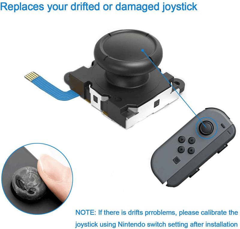 Veanic 2-Pack 3D Replacement Joystick Analog Thumb Stick for Switch Joy-Con Controller - Include Tri-Wing, Cross Screwdriver, Pry Tools + 4 Thumbstick Caps Electronics > Electronics Accessories > Computer Components > Input Devices > Game Controllers > Joystick Controllers Veanic   
