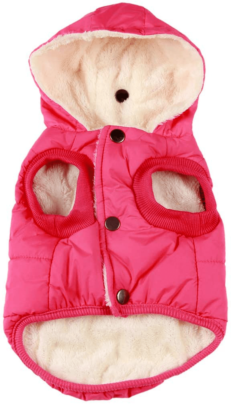 Vecomfy Fleece and Lining Extra Warm Dog Hoodie in Winter,Small Dog Jacket Puppy Coats with Hooded Animals & Pet Supplies > Pet Supplies > Dog Supplies > Dog Apparel vecomfy Pink XX-Large (Pack of 1) 