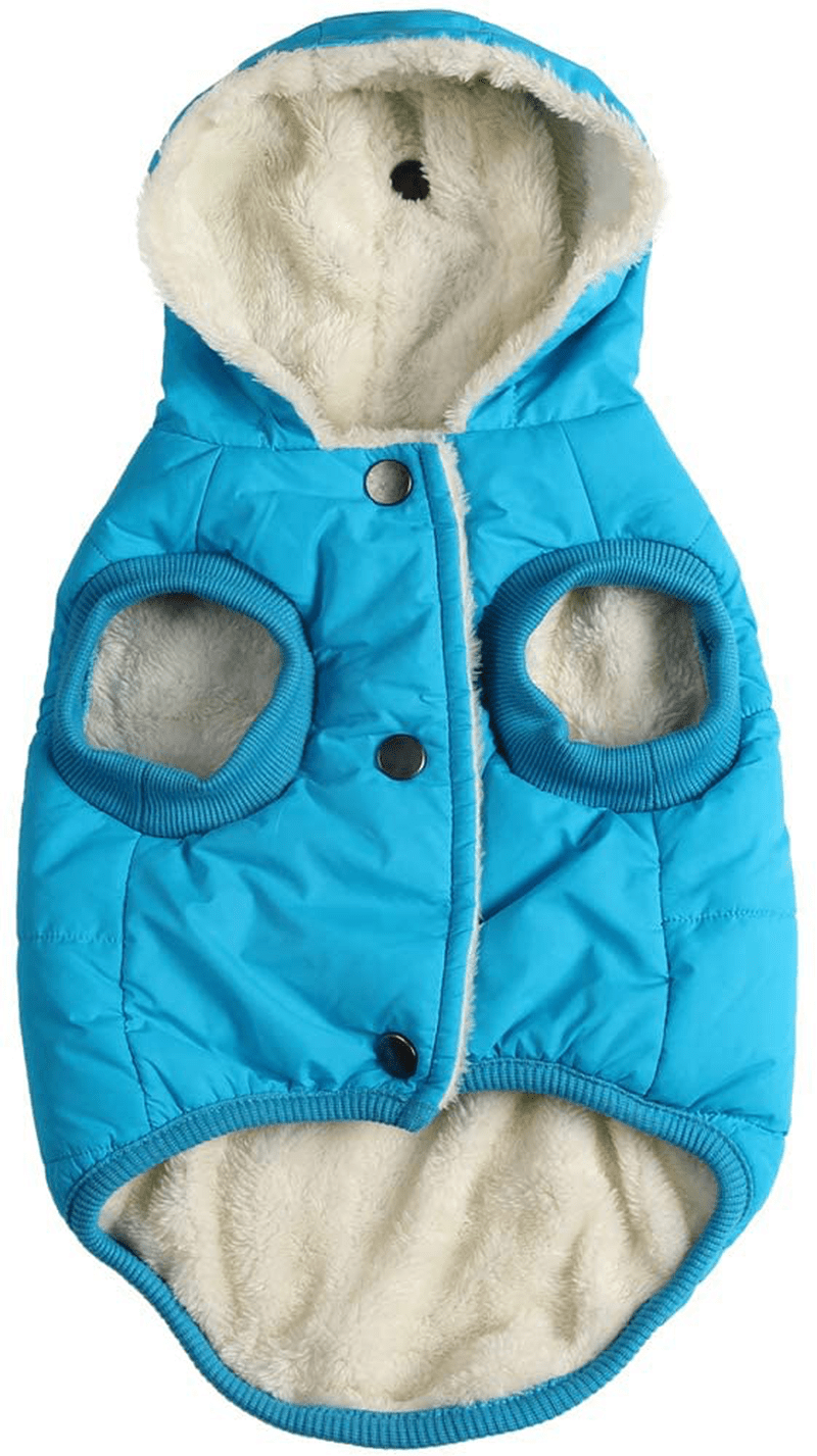 Vecomfy Fleece and Lining Extra Warm Dog Hoodie in Winter,Small Dog Jacket Puppy Coats with Hooded Animals & Pet Supplies > Pet Supplies > Dog Supplies > Dog Apparel vecomfy Light Blue Large (Pack of 1) 
