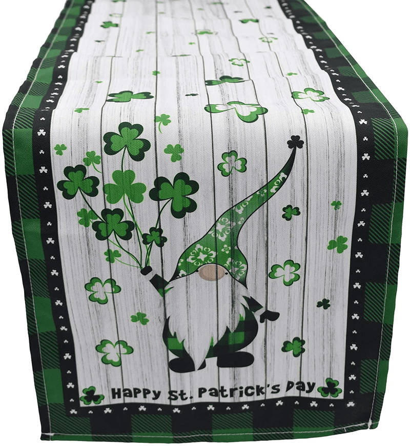 Vedran St Patricks Day Table Runner 13 X 71 Inches, Green Plaid Gnomes with Shamrock for St Patricks Day Holiday and Spring Decorations Arts & Entertainment > Party & Celebration > Party Supplies Vedran   
