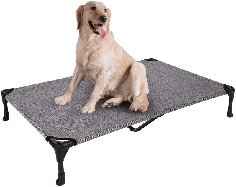 Veehoo Cooling Elevated Dog Bed, Portable Raised Pet Cot with Washable & Breathable Mesh, No-Slip Rubber Feet for Indoor & Outdoor Use, Large, Silver Gray Animals & Pet Supplies > Pet Supplies > Dog Supplies > Dog Beds Veehoo Black Silver-Mesh X-Large (Pack of 1) 
