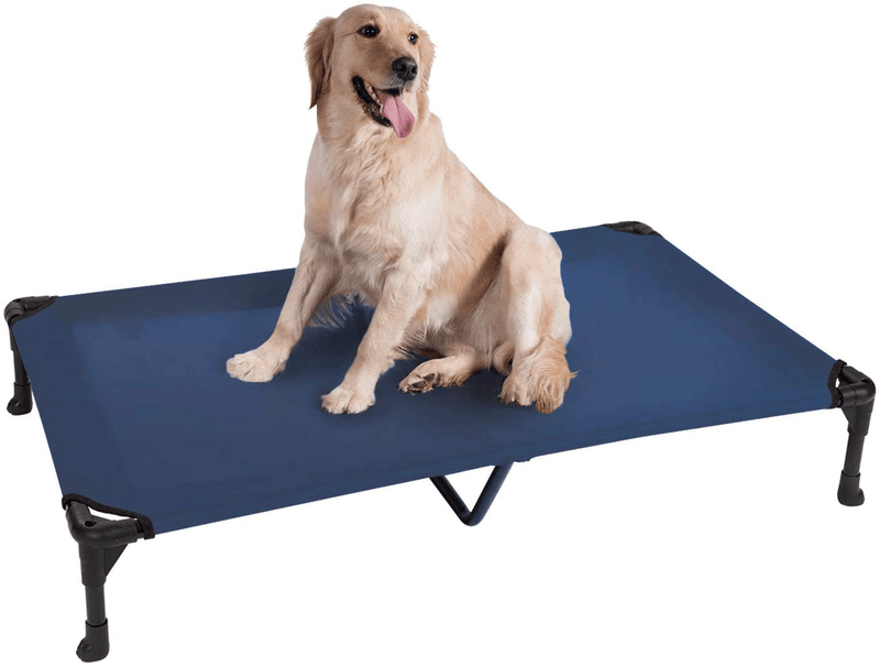Veehoo Cooling Elevated Dog Bed, Portable Raised Pet Cot with Washable & Breathable Mesh, No-Slip Rubber Feet for Indoor & Outdoor Use, Large, Silver Gray Animals & Pet Supplies > Pet Supplies > Dog Supplies > Dog Beds Veehoo Blue-Mesh X-Large (Pack of 1) 