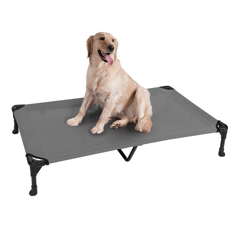 Veehoo Cooling Elevated Dog Bed, Portable Raised Pet Cot with Washable & Breathable Mesh, No-Slip Rubber Feet for Indoor & Outdoor Use, Large, Silver Gray Animals & Pet Supplies > Pet Supplies > Dog Supplies > Dog Beds Veehoo Silver Gray-Mesh X-Large (Pack of 1) 
