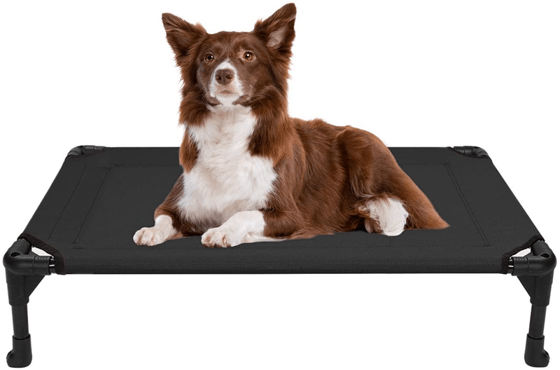 Veehoo Cooling Elevated Dog Bed, Portable Raised Pet Cot with Washable & Breathable Mesh, No-Slip Rubber Feet for Indoor & Outdoor Use, Large, Silver Gray Animals & Pet Supplies > Pet Supplies > Dog Supplies > Dog Beds Veehoo Black-Mesh Medium (Pack of 1) 