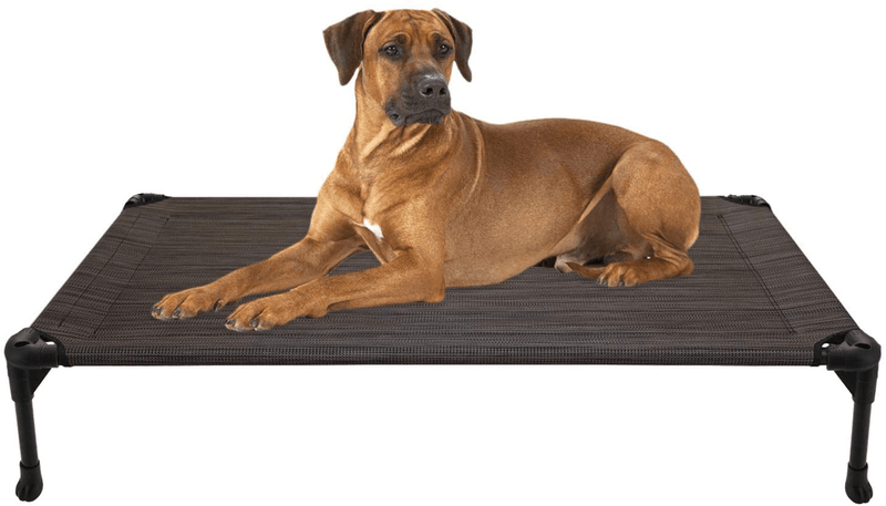 Veehoo Cooling Elevated Dog Bed, Portable Raised Pet Cot with Washable & Breathable Mesh, No-Slip Rubber Feet for Indoor & Outdoor Use, Large, Silver Gray Animals & Pet Supplies > Pet Supplies > Dog Supplies > Dog Beds Veehoo Brown-Mesh Large (Pack of 1) 