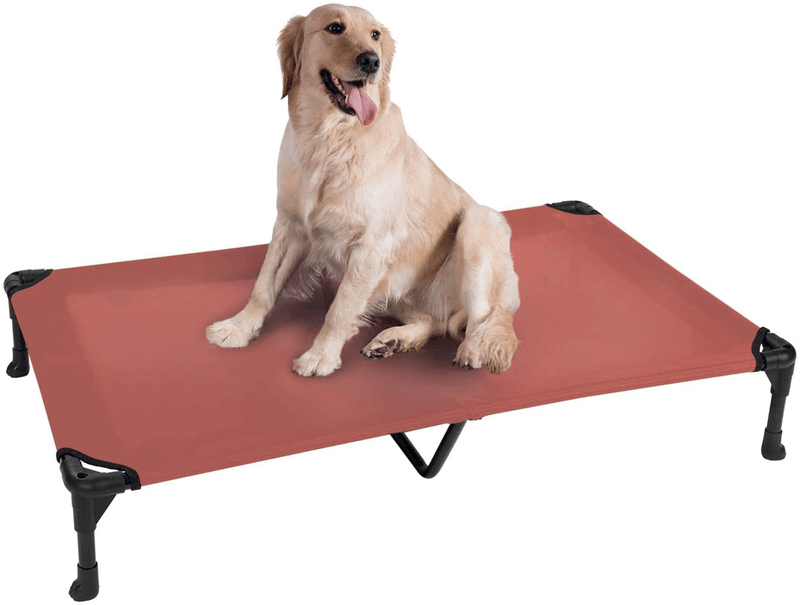 Veehoo Cooling Elevated Dog Bed, Portable Raised Pet Cot with Washable & Breathable Mesh, No-Slip Rubber Feet for Indoor & Outdoor Use, Large, Silver Gray Animals & Pet Supplies > Pet Supplies > Dog Supplies > Dog Beds Veehoo Orange Red-Mesh X-Large (Pack of 1) 