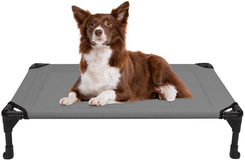 Veehoo Cooling Elevated Dog Bed, Portable Raised Pet Cot with Washable & Breathable Mesh, No-Slip Rubber Feet for Indoor & Outdoor Use, Large, Silver Gray Animals & Pet Supplies > Pet Supplies > Dog Supplies > Dog Beds Veehoo Silver Gray-Mesh Medium (Pack of 1) 